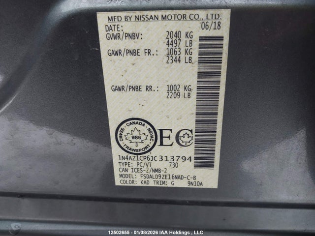 1N4AZ1CP6JC313794 Nissan Leaf