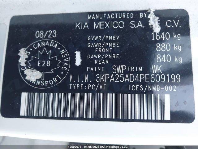3KPA25AD4PE609199 KIA Rio Lx Premium/lx+
