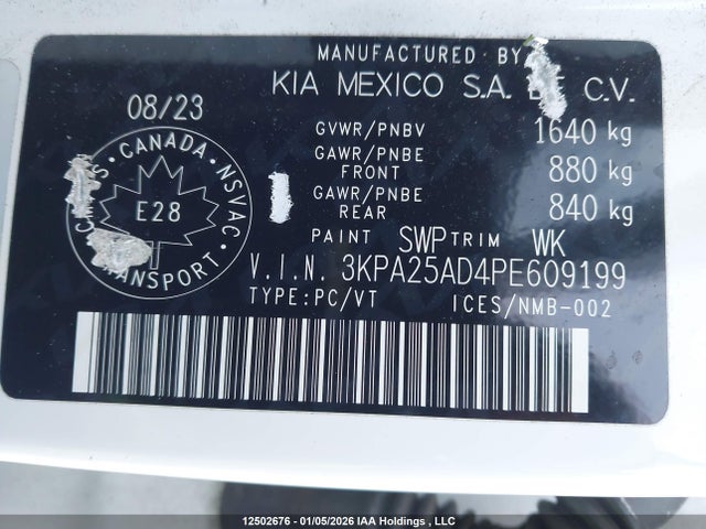 3KPA25AD4PE609199 KIA Rio Lx Premium/lx+