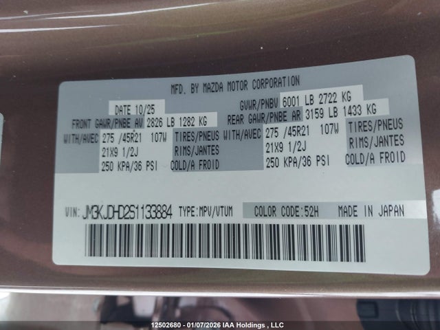 JM3KJDHD2S1133884 Mazda Cx-70 Mhev Gt
