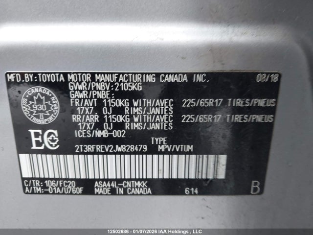 Toyota Rav4 Xle 2018 2T3RFREV2JW828479 Image 9