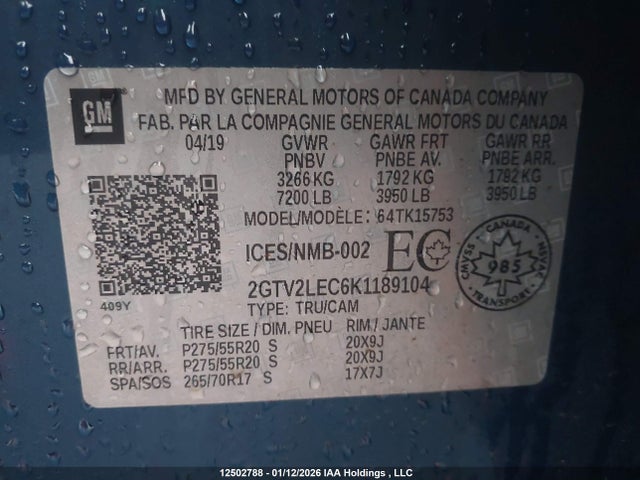 GMC SIERRA 1500 LIMITED 2019 2GTV2LEC6K1189104 Image 18