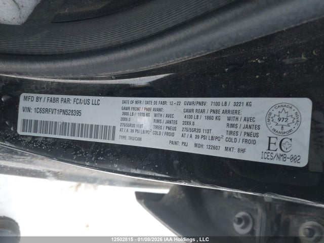 12502815 :رقم المزاد ، 1C6SRFVT1PN528395 vin ، 2023 Ram 1500 Sport مزاد بيع