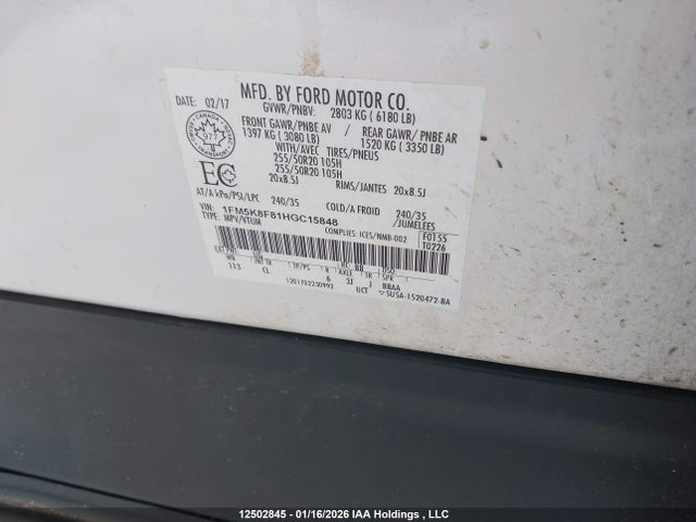 1FM5K8F81HGC15848 Ford Explorer