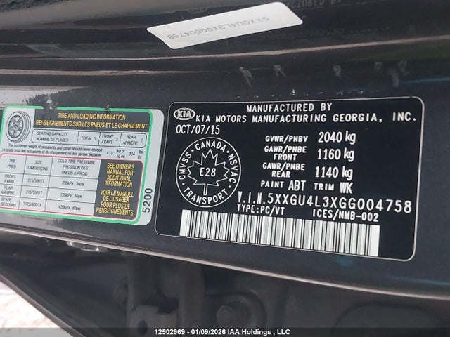 5XXGU4L3XGG004758 KIA Optima