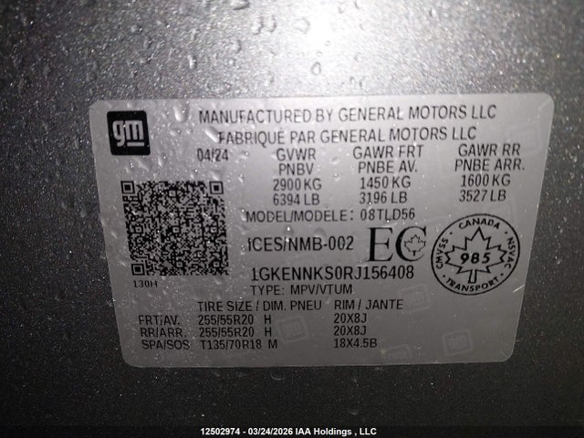 1GKENNKS0RJ156408 GMC Acadia Elevation