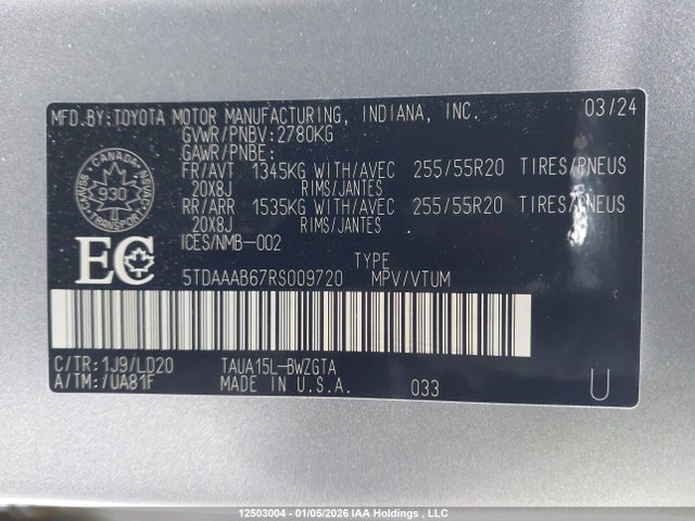 2024 Lexus Tx 350 Base/350 Premium/350 Luxury მანქანა იყიდება აუქციონზე, vin: 5TDAAAB67RS009720, აუქციონის ნომერი: 12503004