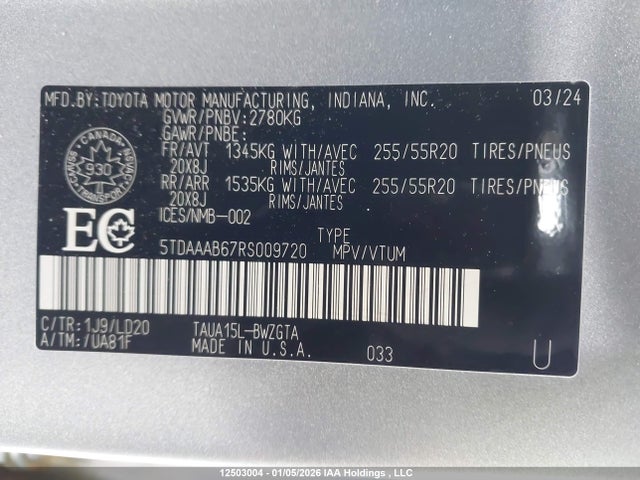 2024 Lexus Tx 350 Base/350 Premium/350 Luxury მანქანა იყიდება აუქციონზე, vin: 5TDAAAB67RS009720, აუქციონის ნომერი: 12503004