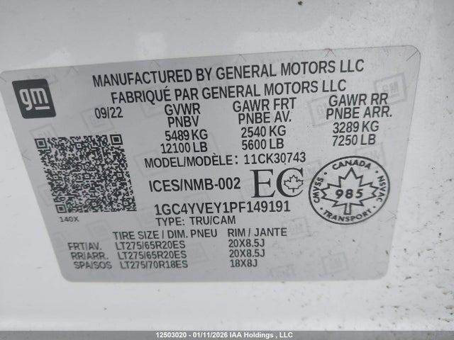 1GC4YVEY1PF149191 Chevrolet Silverado 3500hd High Country