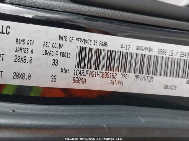 1C4RJFAG1HC889162 Jeep Grand Cherokee Laredo