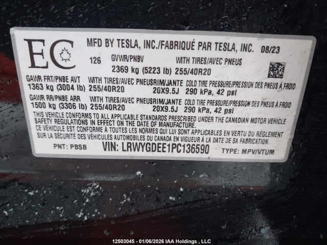 LRWYGDEE1PC136590 Tesla Model Y Long Range