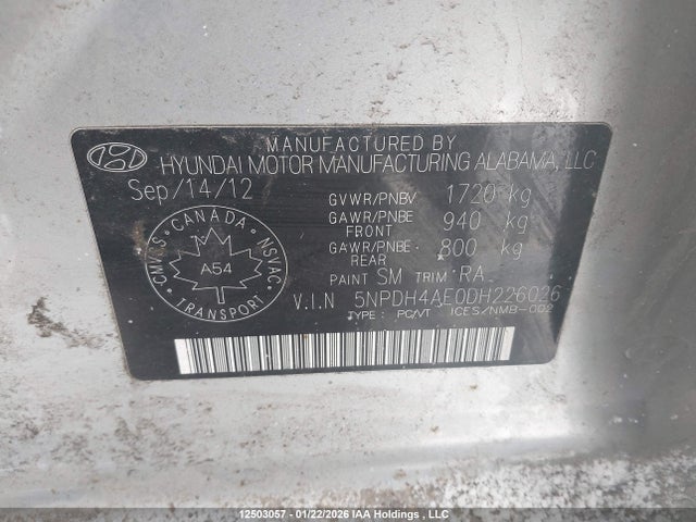 Aukcja sprzedaży 2013 Hyundai Elantra, vin: 5NPDH4AE0DH226026, numer aukcji: 12503057