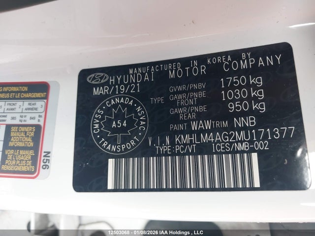KMHLM4AG2MU171377 Hyundai Elantra