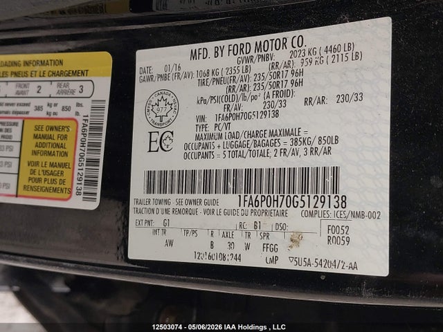 1FA6P0H70G5129138 Ford FUSION SE