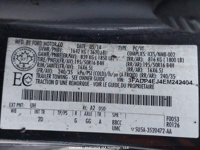 3FADP4EJ4EM242404 Ford FIESTA SE