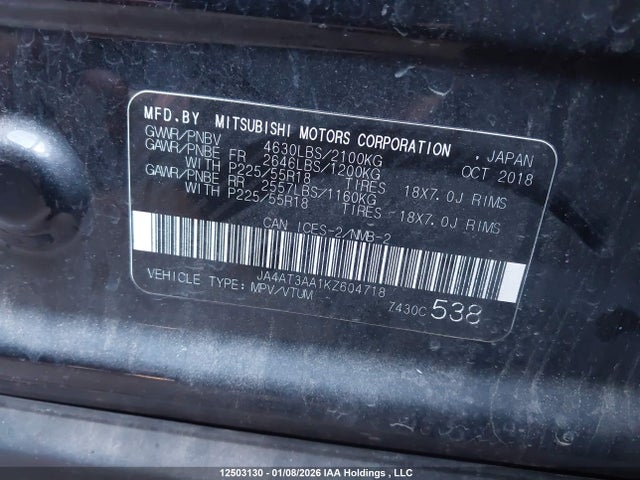 Mitsubishi Eclipse Cross Es 2019 JA4AT3AA1KZ604718 Image 9