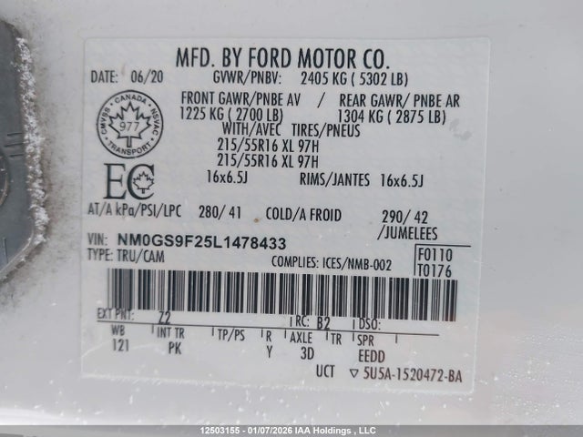NM0GS9F25L1478433 Ford Transit Connect Xlt