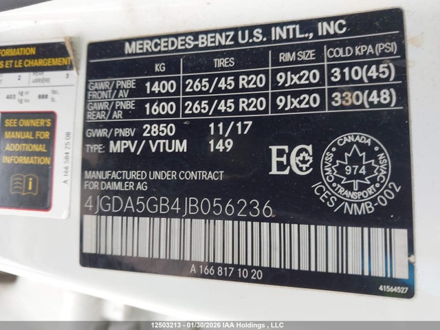 4JGDA5GB4JB056236 Mercedes-Benz Gle 400 4matic