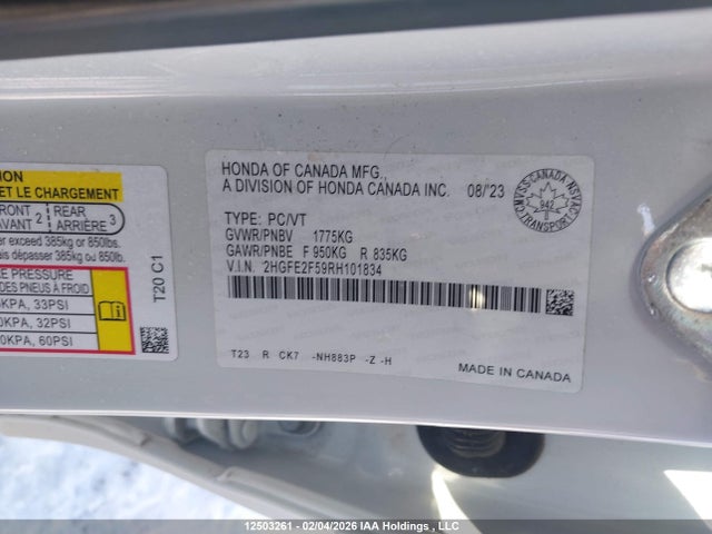 2HGFE2F59RH101834 Honda Civic Sport