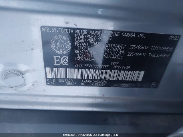 Aukcja sprzedaży 2023 Toyota Rav4 Le, vin: 2T3B1RFV4PC383686, numer aukcji: 12503348