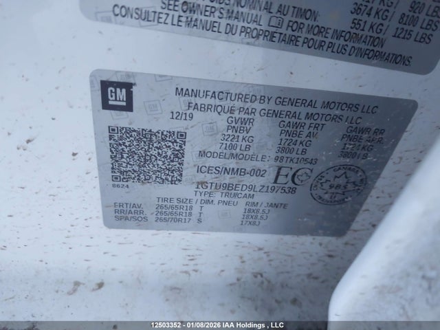 1GTU9BED9LZ197538 GMC Sierra 1500 Sle