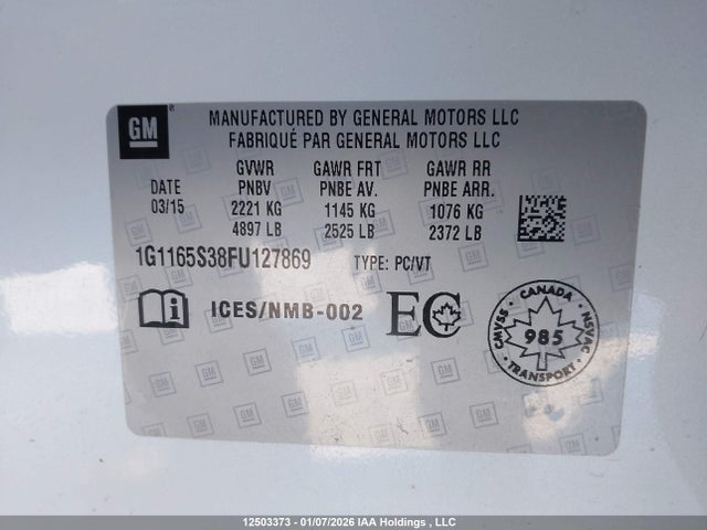 1G1165S38FU127869 Chevrolet IMPALA LTZ