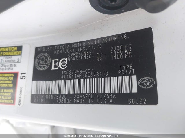 4T1G11AK3RU878203 Toyota CAMRY SE
