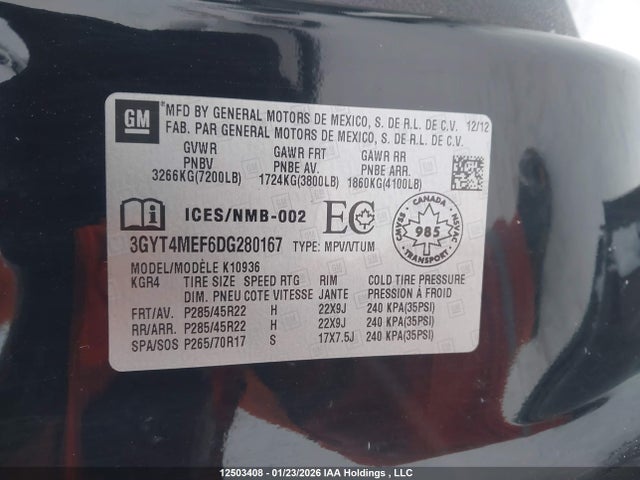 Aukcja sprzedaży 2013 Cadillac Escalade Ext Luxury, vin: 3GYT4MEF6DG280167, numer aukcji: 12503408