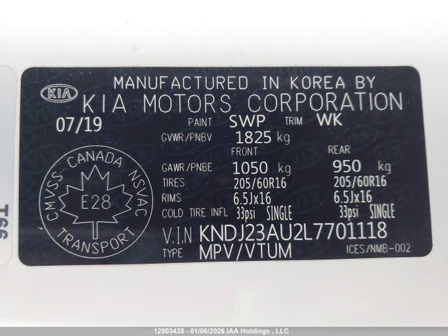 KNDJ23AU2L7701118 KIA SOUL LX