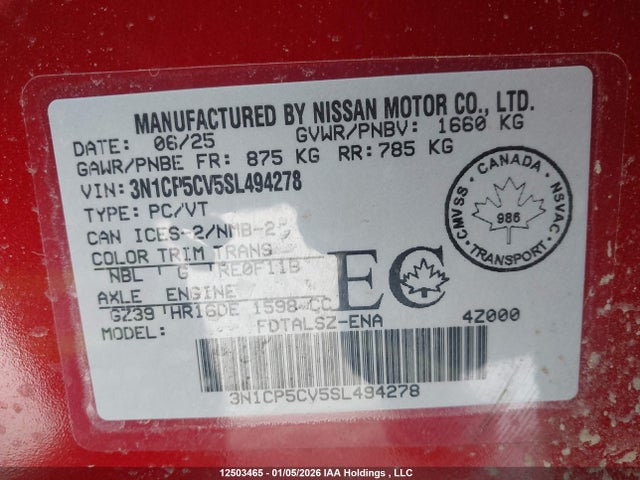 3N1CP5CV5SL494278 Nissan Kicks Play Sv