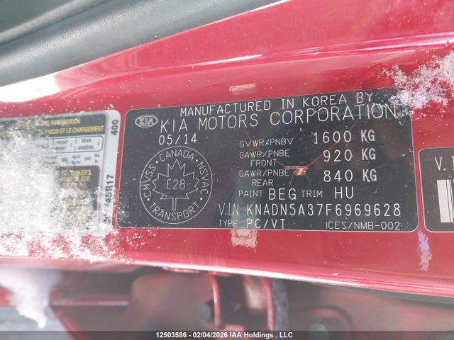KNADN5A37F6969628 KIA Rio Ex/sx