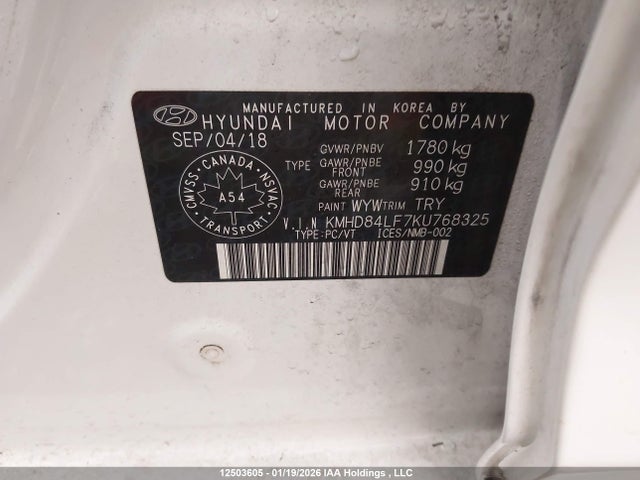 KMHD84LF7KU768325 Hyundai Elantra Preferred