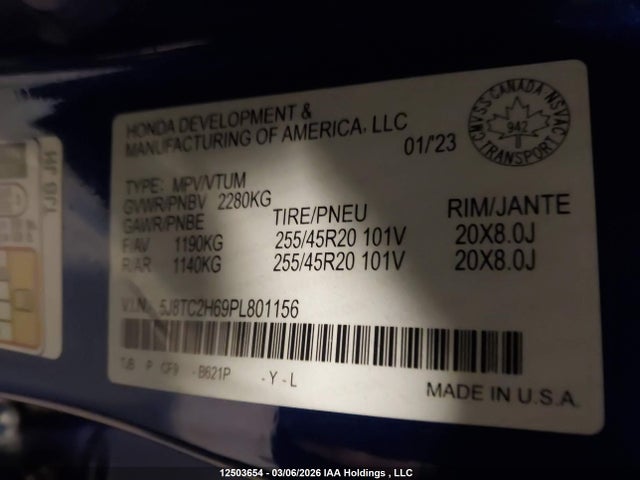 5J8TC2H69PL801156 Acura Rdx A-spec