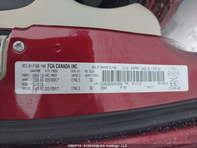2C4RDGBGXKR643642 Dodge Grand Caravan Se