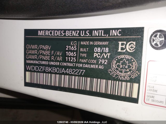 Aukcja sprzedaży 2018 Mercedes-benz Amg E 63 S 4matic, vin: WDDZF8KB0JA482277, numer aukcji: 12503740