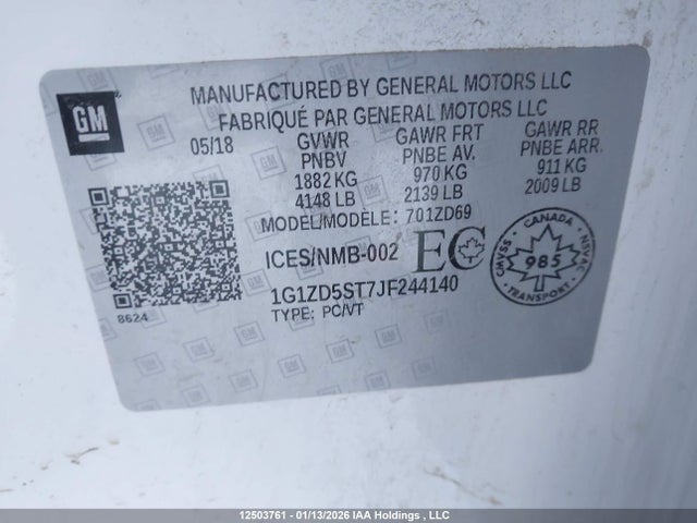 1G1ZD5ST7JF244140 Chevrolet MALIBU LT