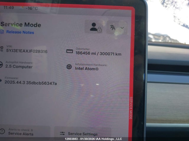 5YJ3E1EAXJF028316 Tesla Model 3 Long Range/mid Range