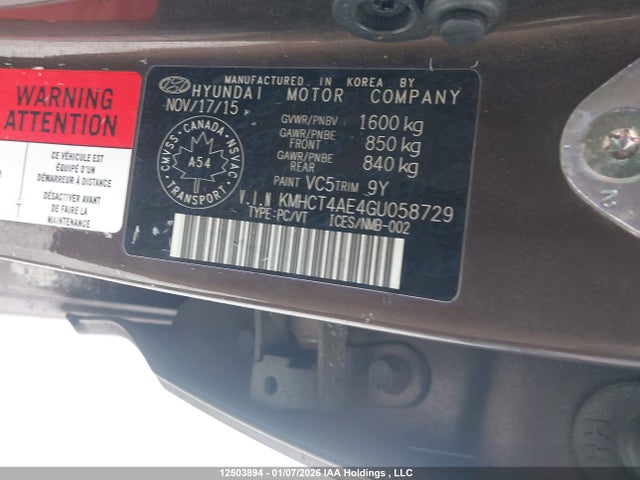 Продаж на аукціоні авто 2016 Hyundai Accent, vin: KMHCT4AE4GU058729, номер лоту: 12503894
