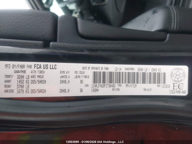 1C4RJFAG9FC730483 Jeep Grand Cherokee Laredo