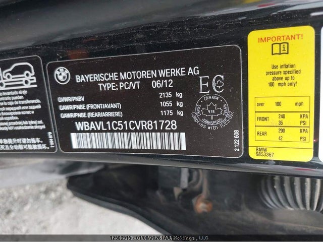 Aukcja sprzedaży 2012 Bmw X1 Xdrive28i, vin: WBAVL1C51CVR81728, numer aukcji: 12503915