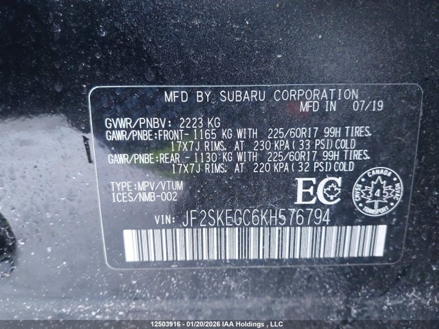 JF2SKEGC6KH576794 Subaru Forester Premium