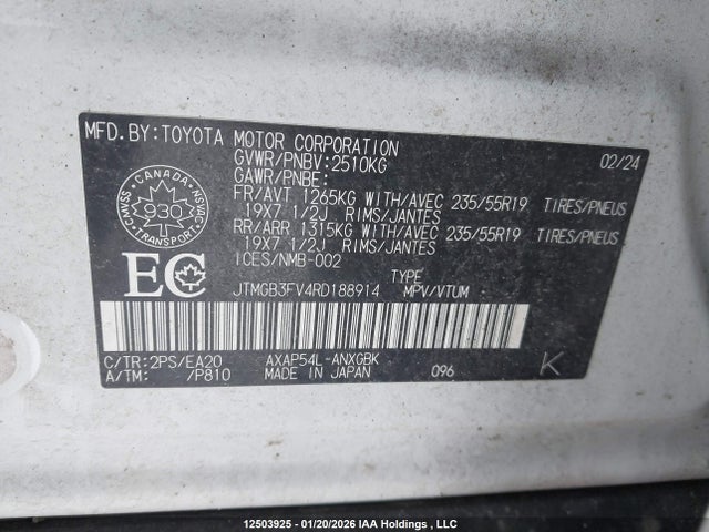 2024 Toyota Rav4 Prime Xse მანქანა იყიდება აუქციონზე, vin: JTMGB3FV4RD188914, აუქციონის ნომერი: 12503925
