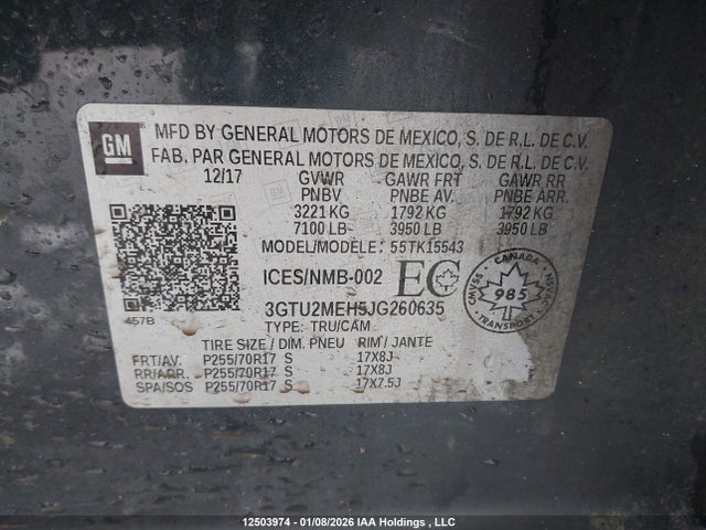 3GTU2MEH5JG260635 GMC Sierra 1500 Sle