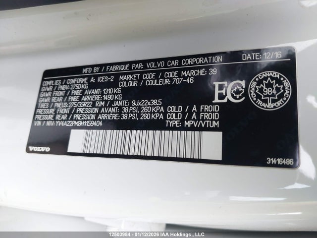 YV4A22PM8H1159404 Volvo XC90 T6