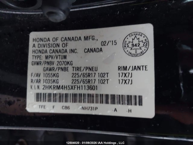 2HKRM4H5XFH113601 Honda CR-V EX