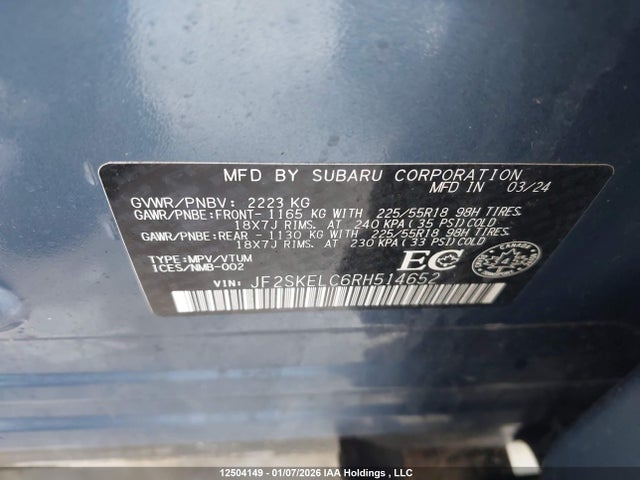 JF2SKELC6RH514652 Subaru Forester Limited
