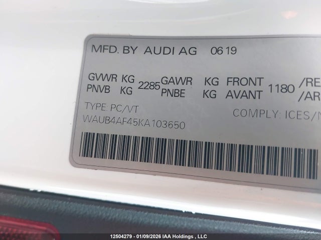 WAUB4AF45KA103650 Audi S4 Premium Plus