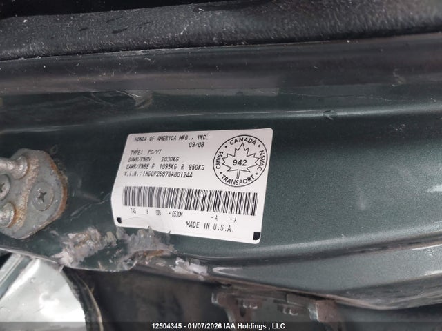 Продажа на аукционе авто 2009 Honda Accord, vin: 1HGCP26879A801244, номер лота: 12504345