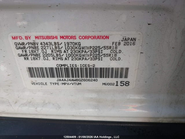 JA4AJ4AW8GZ606240 Mitsubishi Rvr Gt/se Limited Edition