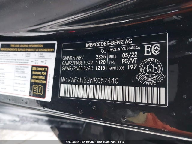 W1KAF4HB2NR057440 Mercedes-Benz C 300 4matic